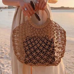 Shoulder Bags ollow Out Summer Moon Women Fasion Straw Beac andbag Woven Lady Tote Bag Vocation alf Round andH2421
