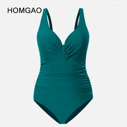 Women's Swimwear HOMGAO Plus Size Sexy V-Neck One Piece Swimsuit For Women Bodysuits Large 5XL Monokini Bathing Suits Beach Wear