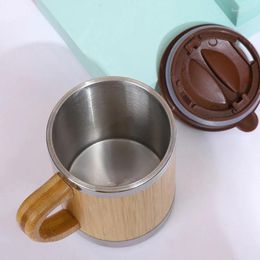 Mugs Bamboo Shell Mug Thermal Coffee Cup With Handle Insulated Tumbler Drinkware Stainless Steel Personalised Gift Ideas Iced Bar