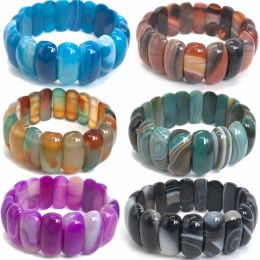 Bracelets Natural colourful Botswana agate Crystal Quartzs Reiki Healing Bracelet Energy Therapy Jewelry New Pulsera Homme 8x25mm