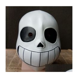 Maschere per feste Latex Fl Head Sans Mask Cosplay Skl Hood Masque Halloween Adt Bambini Undertale Maschere Casco Fancy Dress Gioco Prop Drop Deliv Dhszj