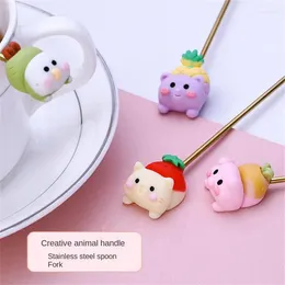 Coffee Scoops Mini Stainless Steel Cartoon Animals Spoon Tableware Dessert Fork Creative Ice Cream Flatware Kitchen Tools