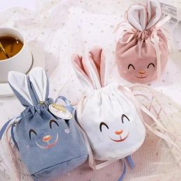 Gift Wrap Easter Drawstring Gifts Bags Cartoon Ears Velvet Candy Bag Kids Packaging Happy Party Decor2.1