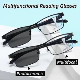 Sunglasses Men Business Progressive Multifocal Presbyopia Eyewear Fashion Colour Changing Reading Glasses Women UV400 Far Sight Eyeglasses