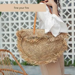 Shoulder Bags Boemian Round Tassel Women Straw Bag Designer Spike Paper Raan Soulder Large Casual andbags Summer Beac Woven PursesH2421