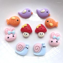 Craft Tools 25 Cute Mini Resin Mushrooms Birds Snails Rabbits Flat Back Mobile Phone Decoration Components Hair Hoop Accessories Set