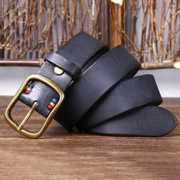 Belts 3.8CM Thick Italian Cowhide Copper Buckle Genuine Leather Casual Jeans Belt Men High Quality Retro Luxury Male Strap Cintos