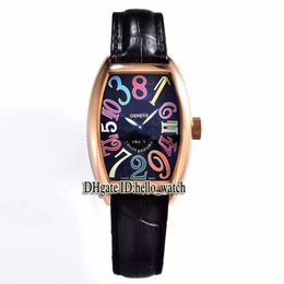 New Crazy Hours Color Dreams 8880 CH Black Dial Automatic Mens Watch Rose Gold Case Leather Strap High Quality Gents Watches Hello301W