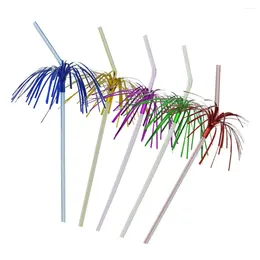Disposable Cups Straws 100 Pcs Fireworks Drinking Luau Party Supplies Decorate Hawaiian Decorative Banquet