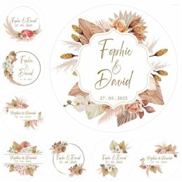 Party Decoration Pampas Grass Wedding Sticker Customize Labels Personalise Baptism Birthday Sealing Stickers Decor Supplies