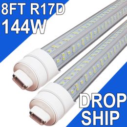 R17D LED Bulb Light 8FT, V Shaped, 144 Watts T8 LED Tubes, Clean Cover,18000LM Super Bright, 2 Pin Shop Light, 6500K, T8 T10 T12 Fluorescent Light Replacement Barn usastock