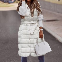 Women's Vests Winter Outwear Elegant Jackets Fashion Padded Long Coat Sleeveless Vest Ladies Overcoat 2024 Warm Quilted