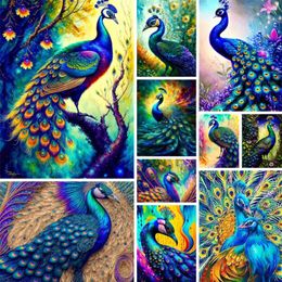 Paintings Animal Blue Peacock DIY Paint By Numbers Kit Acrylic Paints 40 50 Painting On Canvas Handmade For Children Wholesale Handicraft