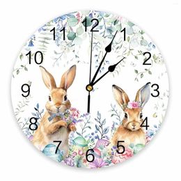 Wall Clocks Easter Spring Flower Egg Printed Clock Modern Silent Living Room Home Decor Hanging Watch