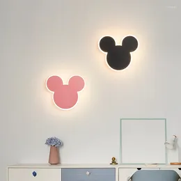 Wall Lamp Black Pink Kids Room Light Iron Art Children's LED Decor