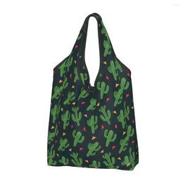 Shopping Bags Cute Cactus Women's Casual Shoulder Bag Large Capacity Tote Portable Storage Foldable Handbags