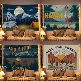 Tapestries American Vintage Style Tapestry Wall Hanging Bedroom Camping Background Cloth Home Decor Hippie Art