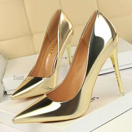 Dress Shoes BIGTREE Silver Gold Ladies Pumps Shiny Metallic High-Heels Stilettos Women Wedding Luxury Beautiful Heeled
