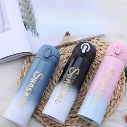 Water Bottles 350/500ML Thermos Bottle Mug Cartoon Cute Children Girls Boy Bouncing 304 Stainless Steel Vacuum Flask Cup