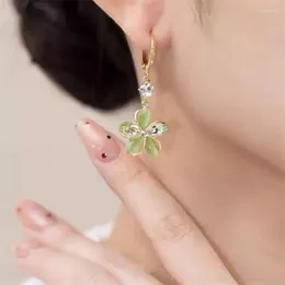 Dangle Earrings 2024 Fashion S925 Silver Needle Delicate Light Luxury Zircon Flower For Women Jewellery Wedding Party Premium Gift