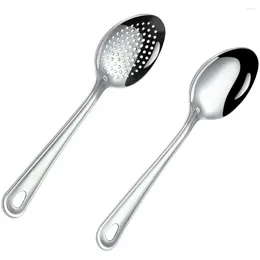 Spoons 2 Pcs Soup Stainless Steel Serving Ergonomic Utensils Small Cooking Reusable Slotted