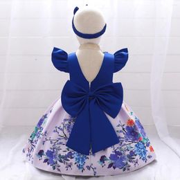 Girl Dresses Kids Floral Summer Dress For Girls Wedding Party Big Bow Baby Birthday Princess Gown Year Children Clothes