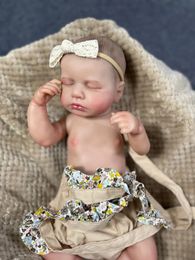 20inch LouLou Full Body Silicone Vinyl Washable born Baby Doll Reborn Sleeping Flexible 3D Skin Tone with Visible Veins 240119