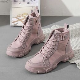 Boots Korean Style Martin Boots For Women 2023 Trend Fashion Footwear PU Leather Anti-slippery Spring Fall Female Casual Shoes