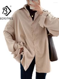Women's Blouses Corduroy Oversize 2024 Fall Women Turn-Down Collar Single-Breasted Vintage Tops Batwing Sleeve Solid Shirts T09601R