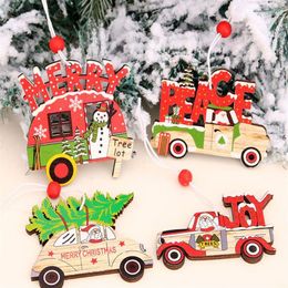 2021 Merry Christmas Decorations Xmas Tree Hanging Ornament Wooden Coloured Car Decoration For Home Pendant Gifts Navidad282A