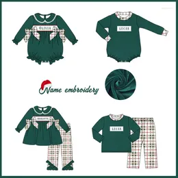 Clothing Sets Ropa Girl And Baby Boy Cotton Customizable Name Styles Presale Models Christmas Green Romper Lattice Flannel Clothes