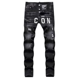 TR APSTAR DSQ Men's Jeans D2 Hip Hop Rock Moto DSQ COOLGUY JEANS Design Ripped Denim Biker DSQ Jeans for men 1083 color black