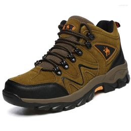 Boots Men's Mountaineering Shoes Cow Suede Upper Anti Slip Wear-resistant Sole Lace Up Outdoor Hiking Tourism Snow For Man