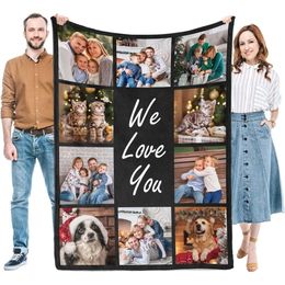 Personalized Mom Dad Custom Throw Blankets with Photos Customized Gifts for Women Men Family Friend Girlfriend on Birthday Christmas Mothers Fathers 5730