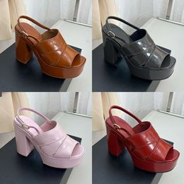High Heels Dress Shoes Women Summer Sandals Designers Platform Classic Buckle Embellished Ankle Strap Banquet Shoes With Box 515