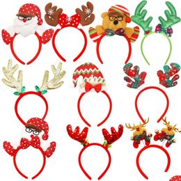 Christmas Decorations Christmas Decorations L Headbands Xmas Headwear Assorted Santa Claus Reindeer Antlers Snowman Hair Band For Part Dho17