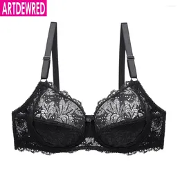 Bras Women Floral Unlined Lace Bra Perspective Brassiere Sexy Lingerie Underwired Bralette Underwear Plus Size C D Cup