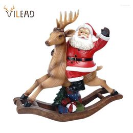 Decorative Figurines Vilead Resin Rocking Horse For Christmas Decoration Santa Claus On Deer Sculpture Collection Home Holiday Party Gift