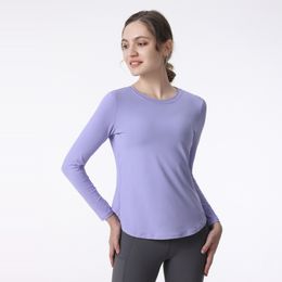 Yoga Hoodie Woman Long Sleeve Shirt Sportwear Casual Slim And Breathable Round Neck Fitness Sports Cover Up Women's Long Sleeved T-Shirt 306 585