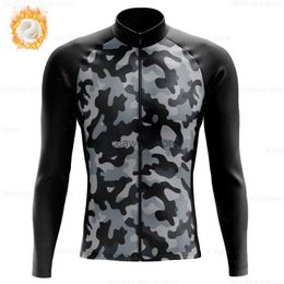 Men's T-Shirts Winter Warm Fece Jersey Set Mountian Racing 2023 Rapha New Cycling Ropa Ciclismo Cold ResistantH2421