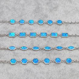 Bracelets JLB184 NEW Design Blue Fire Opal Simple Geometric Bracelet Female Bracelet Wholesale Fashion Jewelry GIFIT