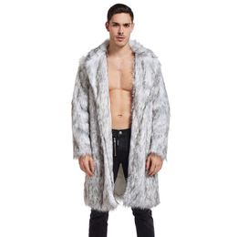 Autumn and Winter Designer Mens Faux Fur Long Coat KM6F