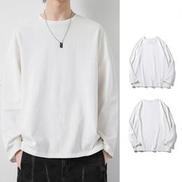 Spring Autumn Casual Long Sleeve T-shirts Men Women Solid Cotton O-neck Tops Black White Basic Tees Plus Size 4xl Pullovers 240125