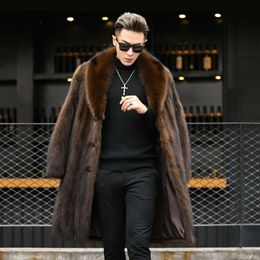 Designer American Mink Coat Men Imitation Fishing Whole Leisure Business Fur Long HX8B