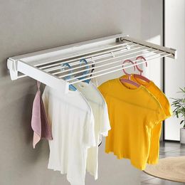 Hangers Rack Clothes Hanger Organization Invisible Retractable Wall Mounted Folding Drying