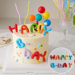 Cake Tools Happy Birthday Topper Colorful Decoration English Letter Wedding Cupcake For Party