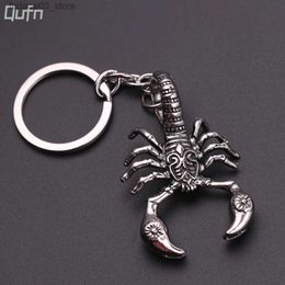 Keychains Lanyards Hip hop Black Cool Scorpion Animal Pendant Key Chain Stainless Steel Exquisite Fashion Punk Keychain Men Jewellery Birthday Gift Q240201