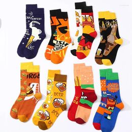 Men's Socks Autumn Winter Fashion Colourful AB Style Burger Beer Novelty Cotton Happy Fun Japanese Harajuku Women Stocking