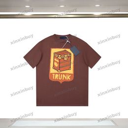 xinxinbuy Men designer Tee t shirt Deep brown box 1854 Knitted short sleeve cotton women Black white blue Grey S-3XL