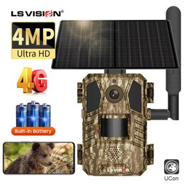 LS VISION Solar Hunting Trail Camera 14MP 4G SIM Card IP66 Waterproof 20M PIR Motion Detection Wildlife Camera IR Night Vision 240126